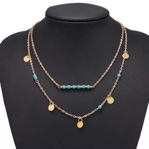 BOHO LAYERED TORTOISE/COIN GOLD NECKLACE